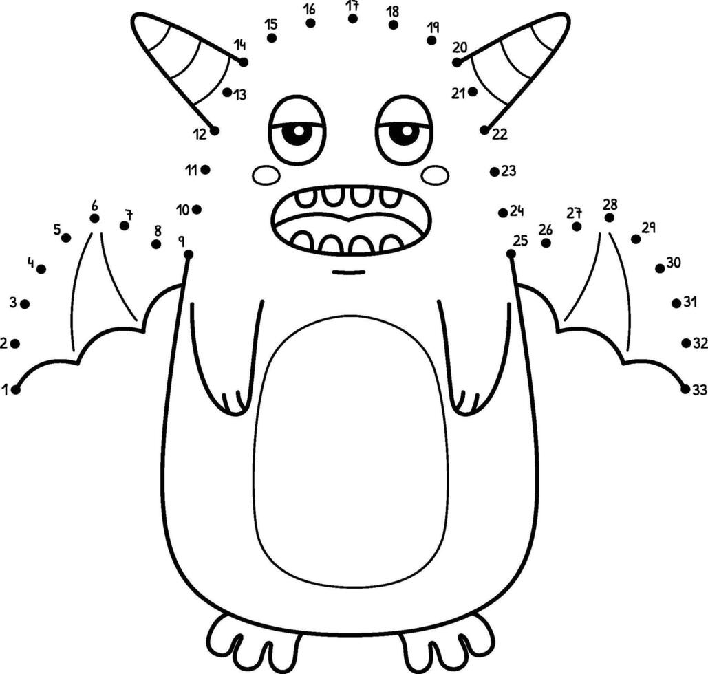 Dot to Dot Monster with Wings Isolated Coloring vector