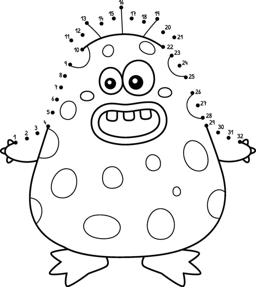 Dot to Dot Monster Fish Isolated Coloring Page vector