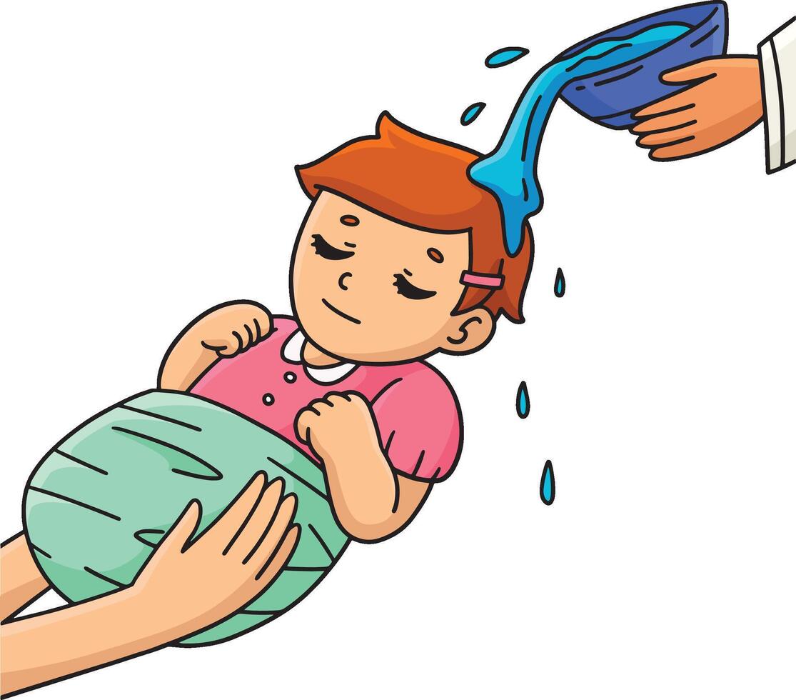 Baptism Baby Being Baptized Cartoon Clipart vector