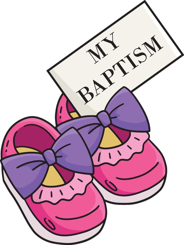 My Baptism Baby Shoes Cartoon Colored Clipart vector