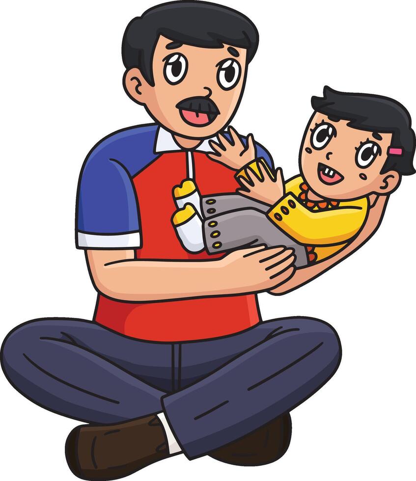 Baptism of Father and Child Cartoon Clipart vector
