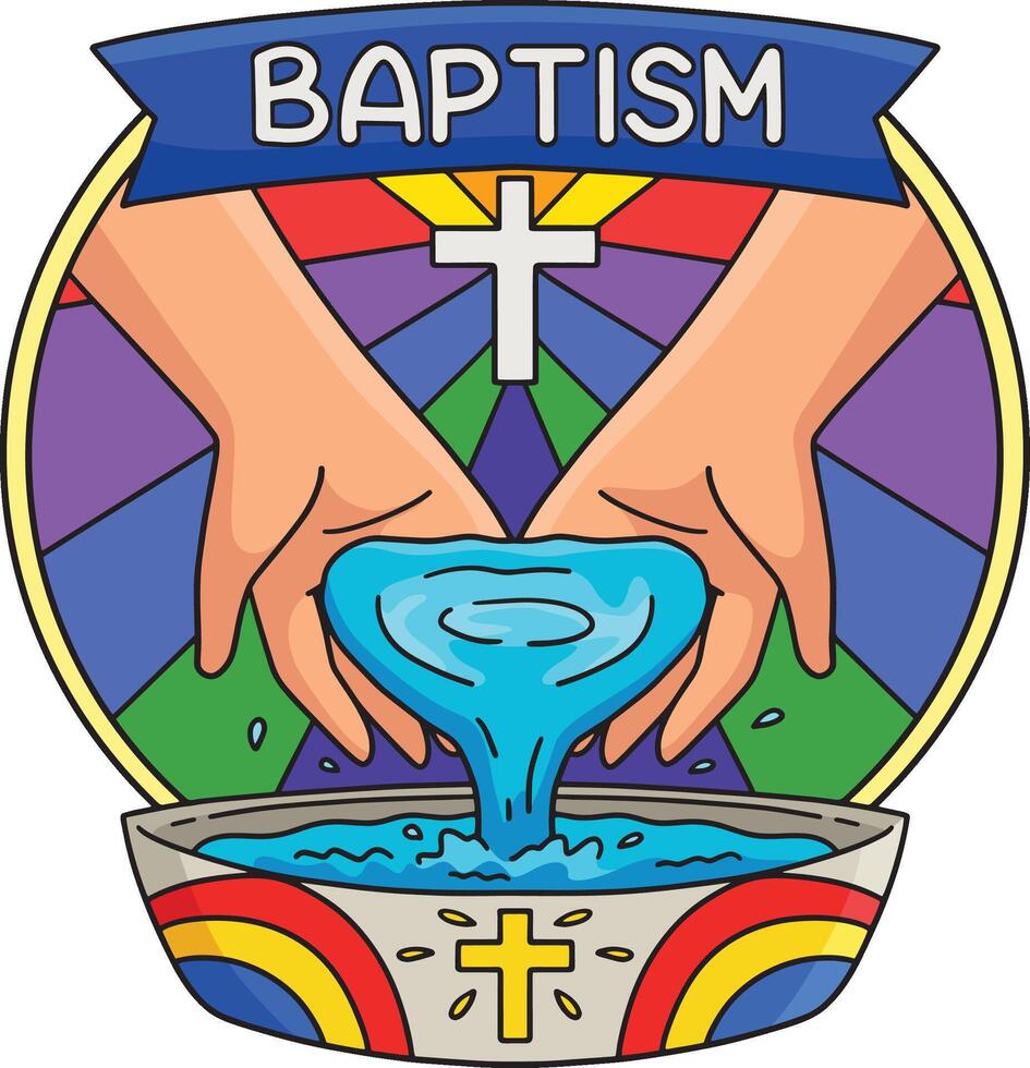 Baptism Hands Pouring Water Cartoon Clipart vector