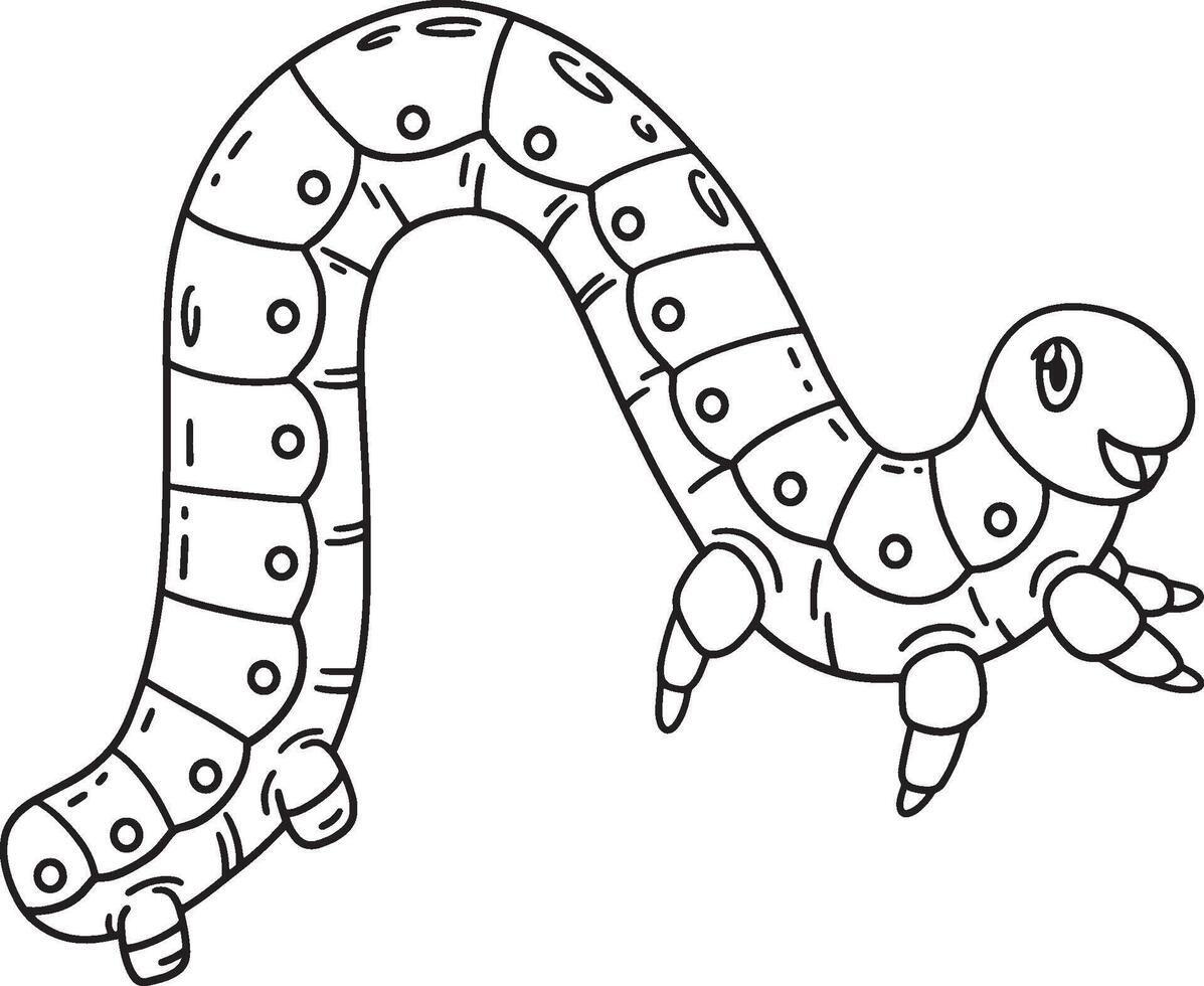Insect Inchworm Animal Isolated Coloring Page vector