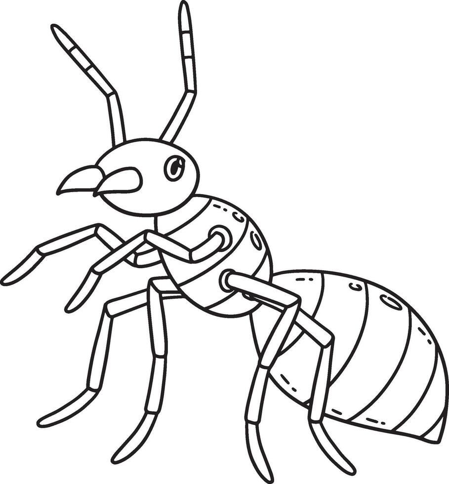 Insect Red Fire Ant Animal Isolated Coloring Page vector