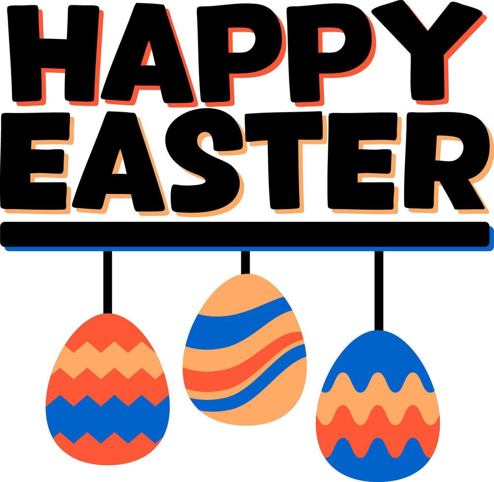 Happy Easter Typography Isolated White Background vector