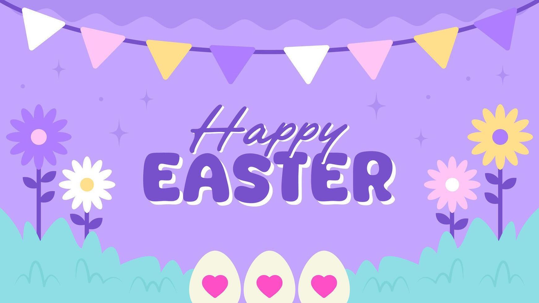 Happy Easter Egg Hunting Poster Horizontal Banner vector