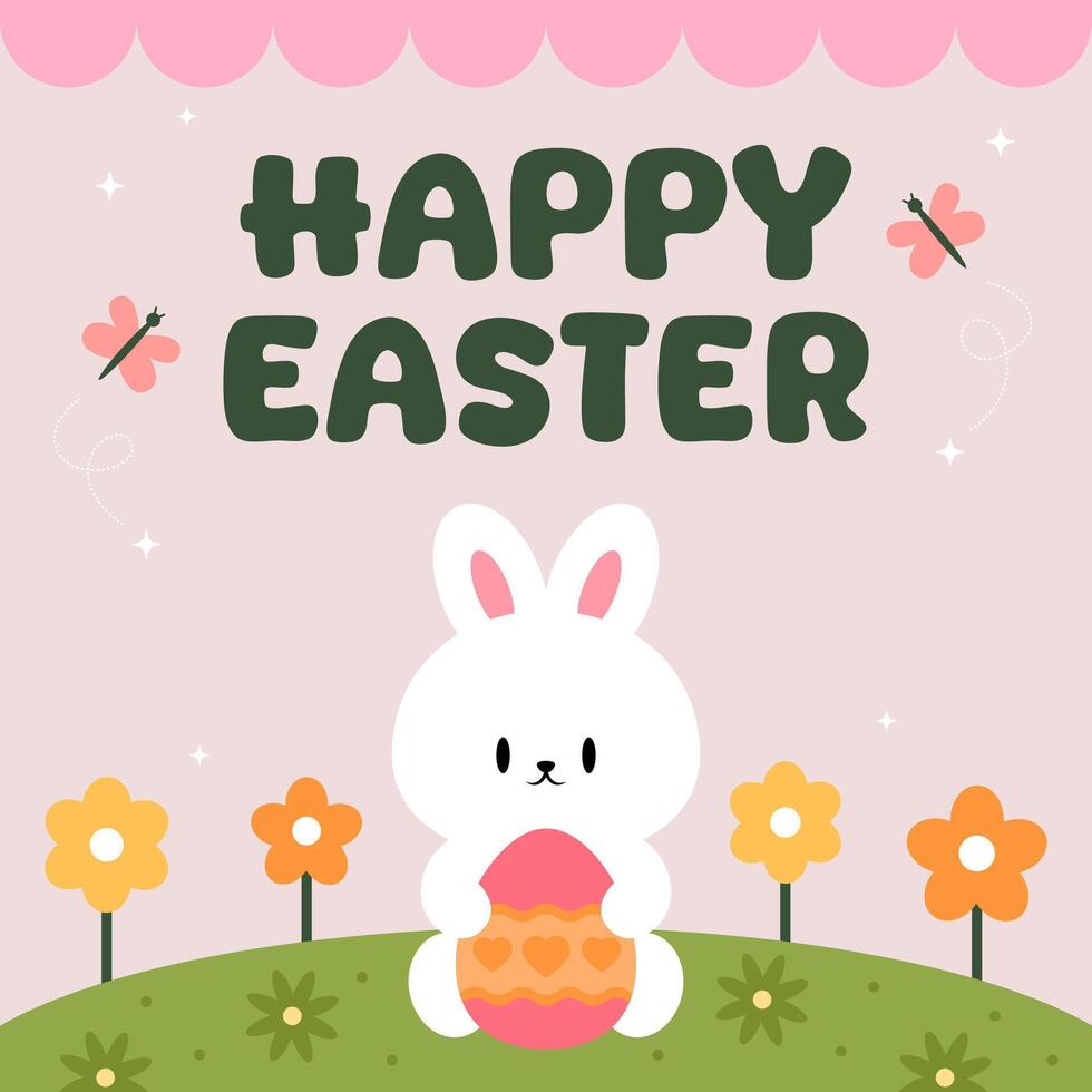 Hello Easter Egg Hunting Poster Square Banner vector