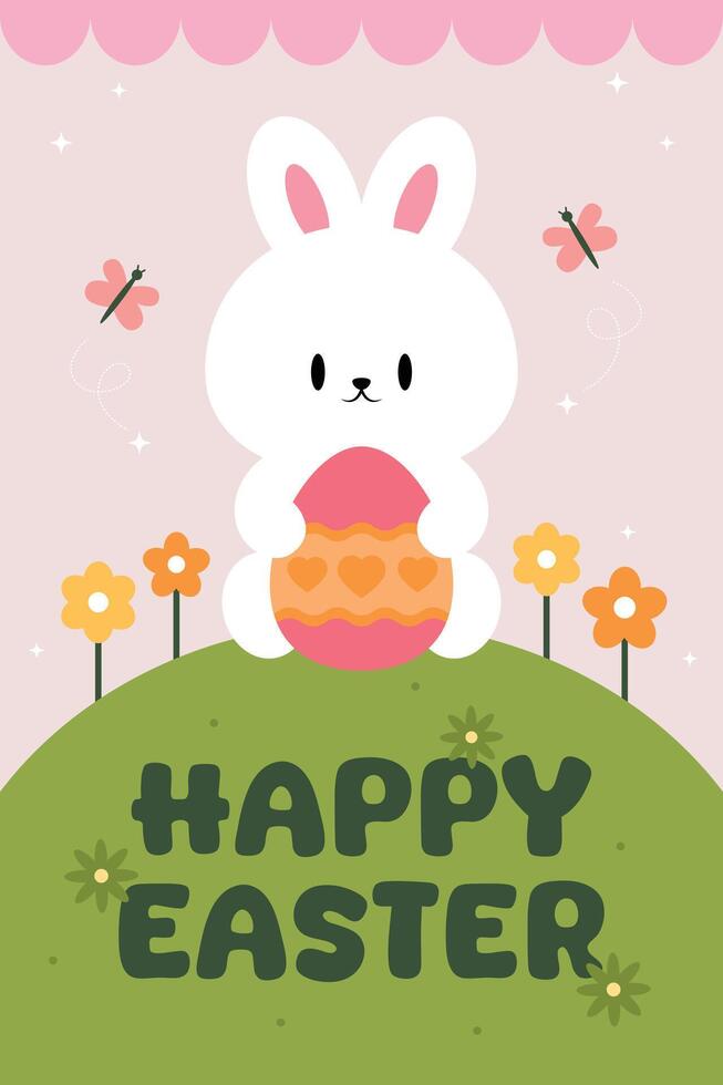 Happy Easter Egg Hunting Poster Vertical Banner vector