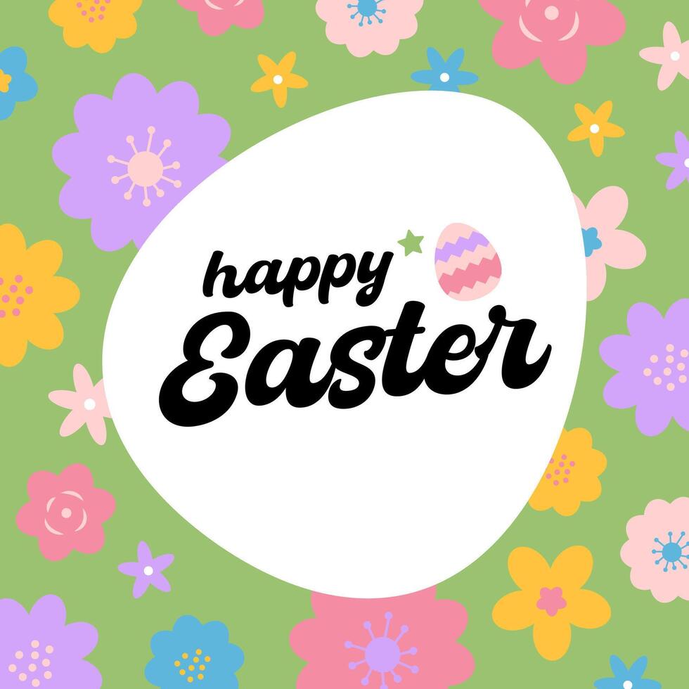 Hello Easter Egg Hunting Poster Square Banner vector