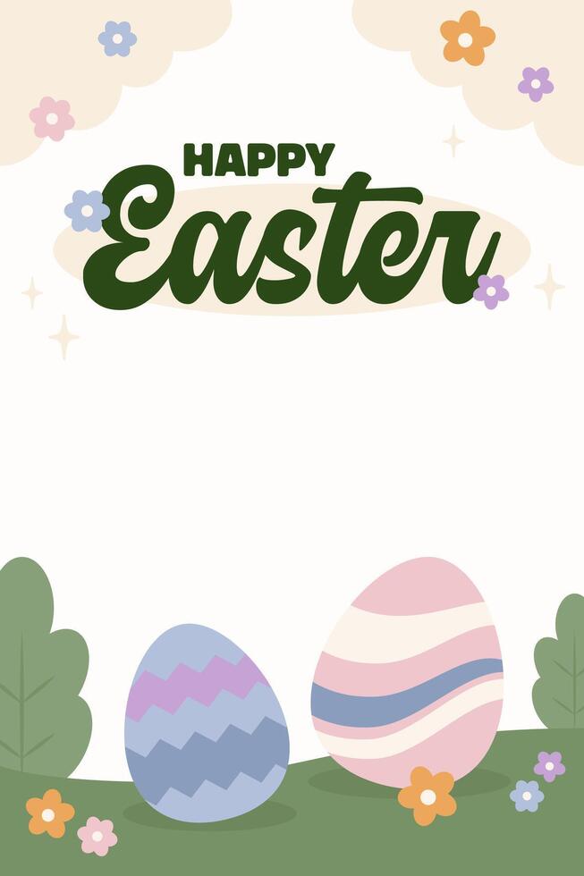 Happy Easter Egg Hunting Poster Vertical Banner vector