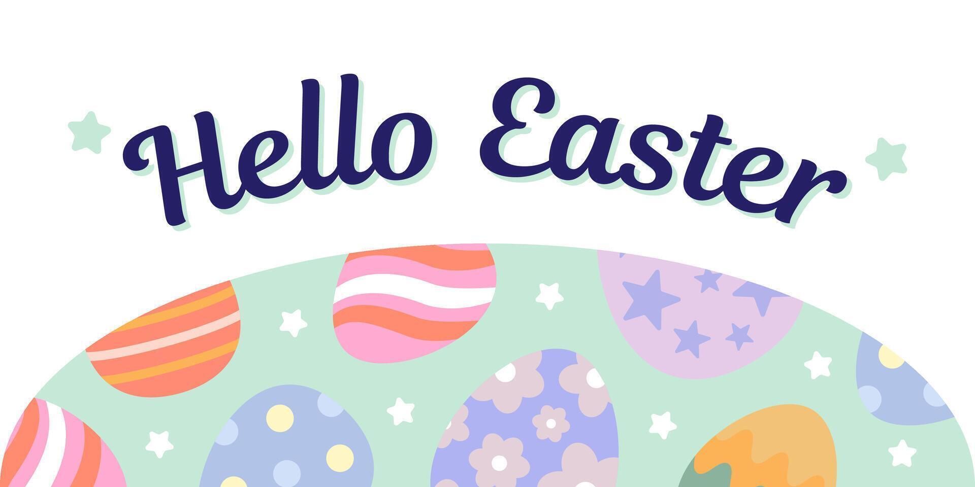 Happy Easter Egg Hunting Poster Horizontal Banner vector