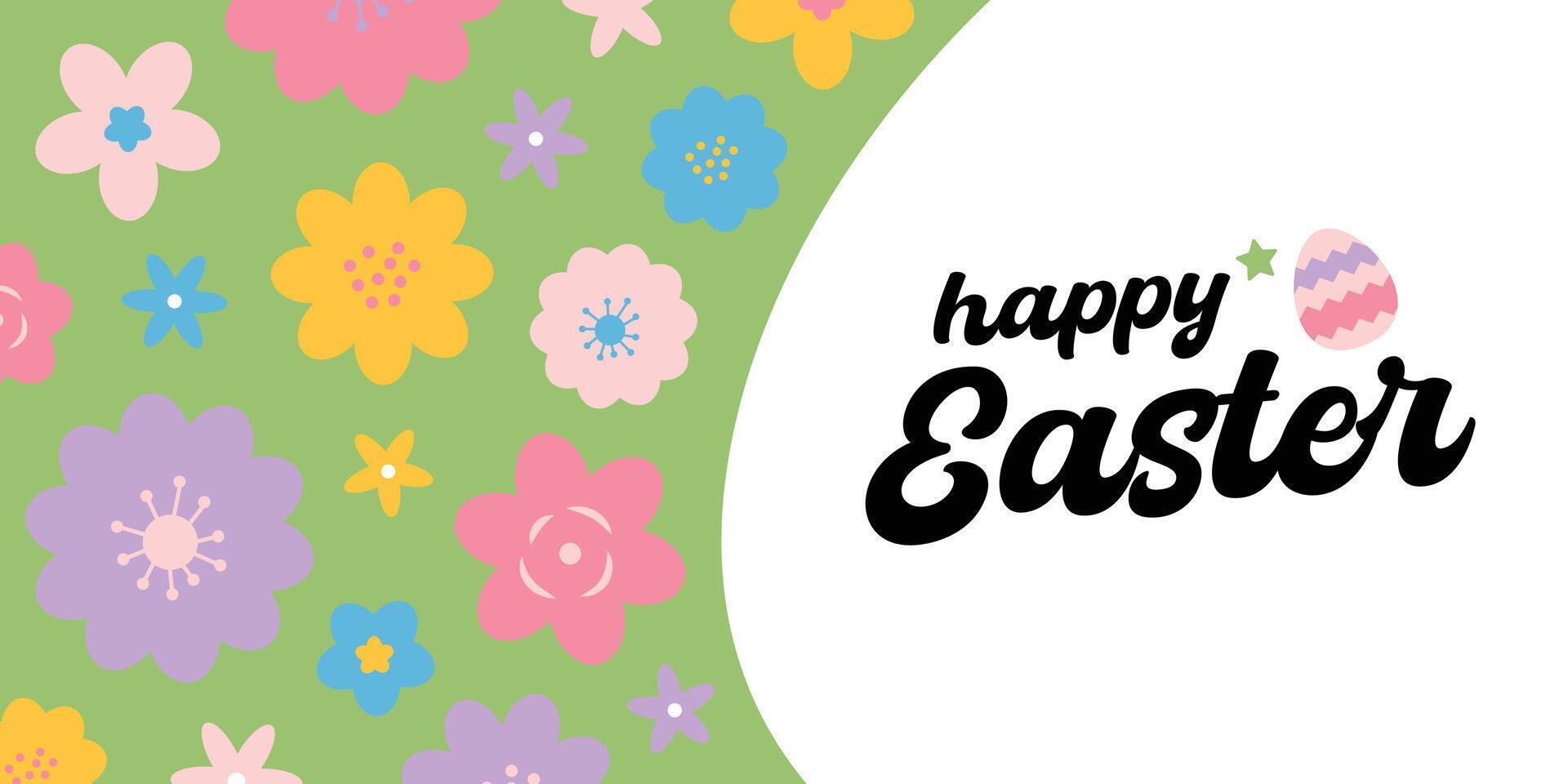 Happy Easter Egg Hunting Poster Panoramic Banner vector