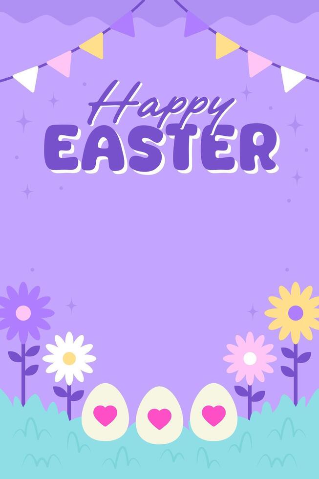 Happy Easter Egg Hunting Poster Vertical Banner vector