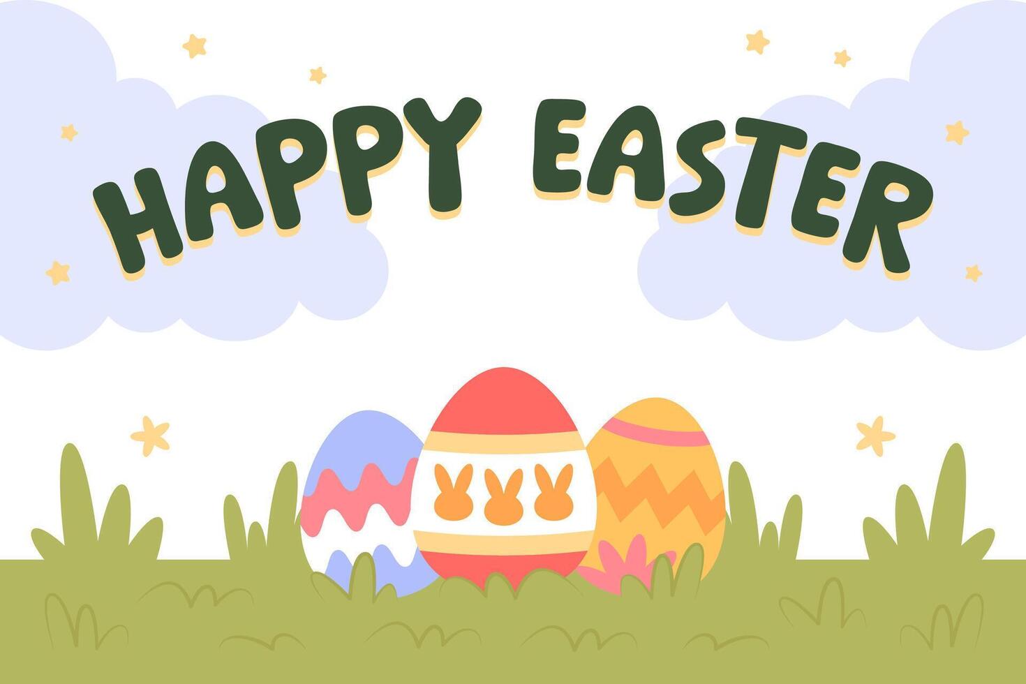 Happy Easter Egg Hunting Poster Horizontal Banner vector