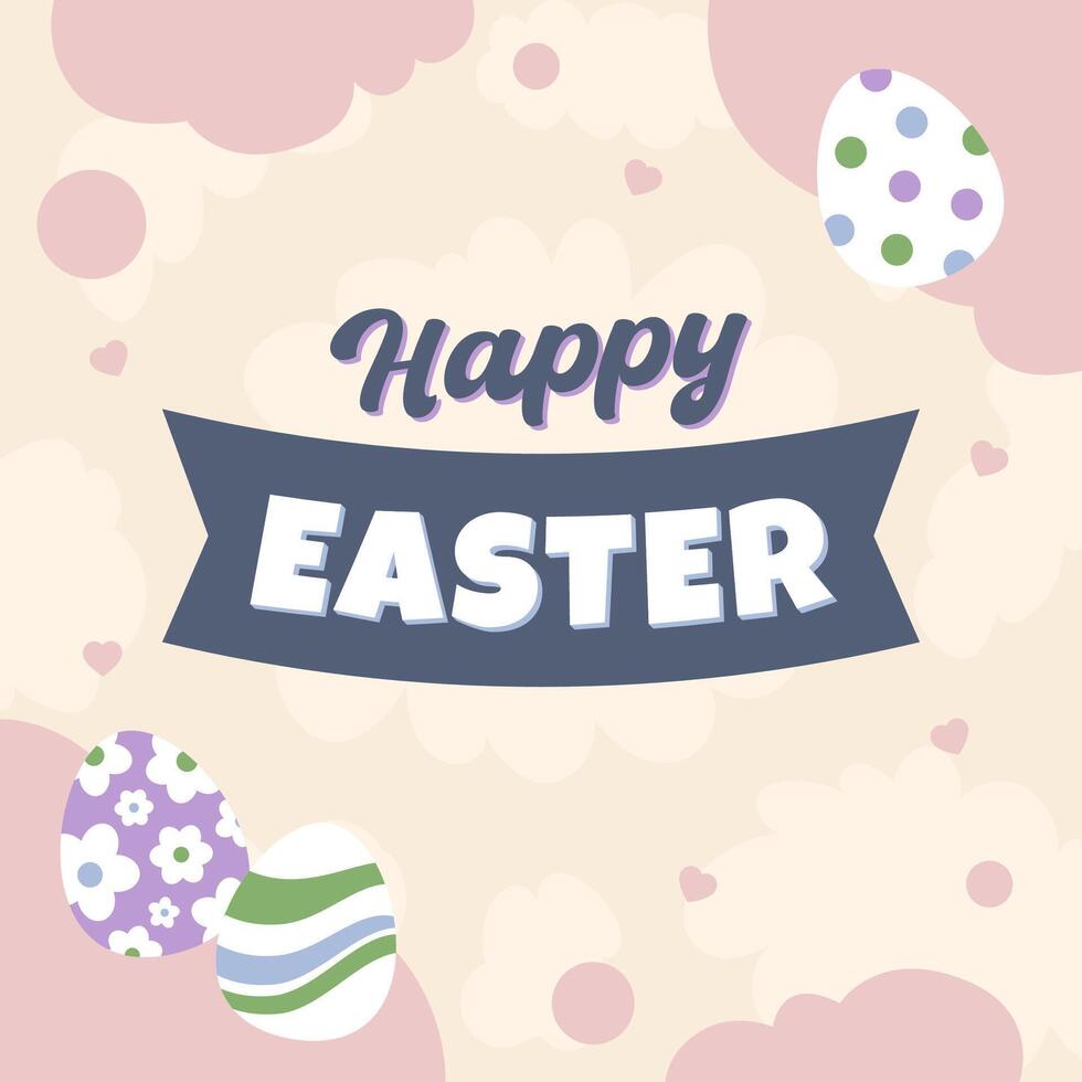 Hello Easter Egg Hunting Poster Square Banner vector