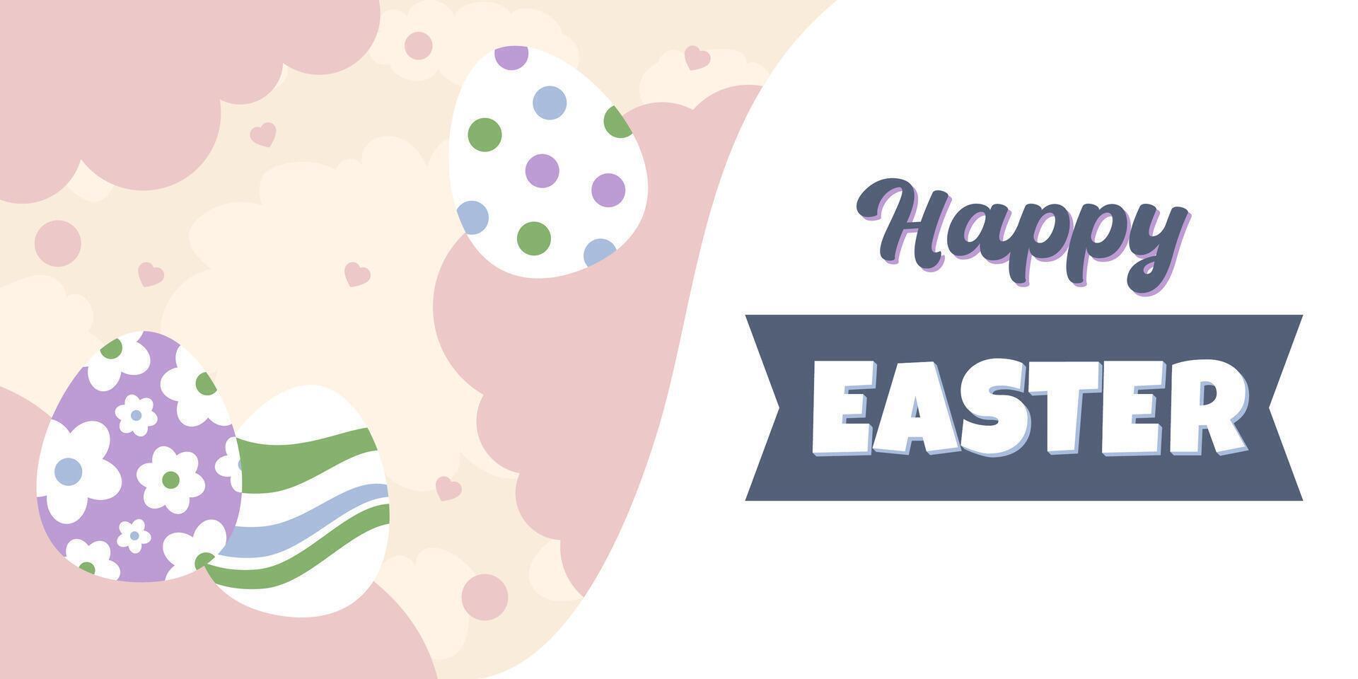 Happy Easter Egg Hunting Poster Panoramic Banner vector