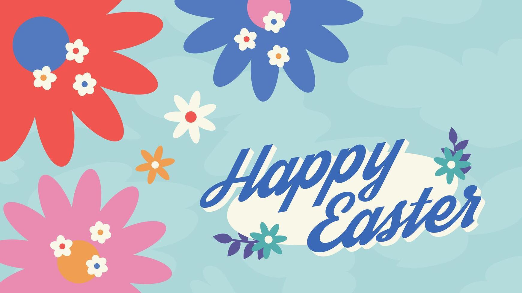 Happy Easter Egg Hunting Poster Horizontal Banner vector