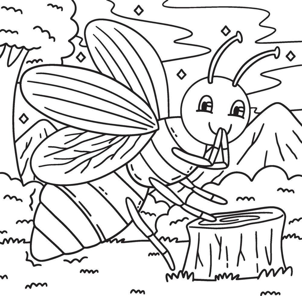 Insect Firefly Animal Coloring Page for Kids vector