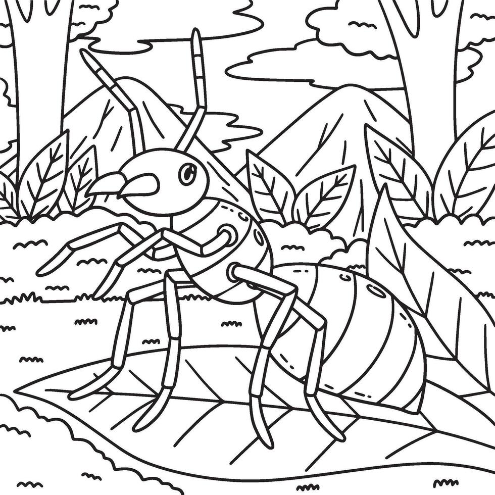 Insect Red Fire Ant Animal Coloring Page for Kids vector
