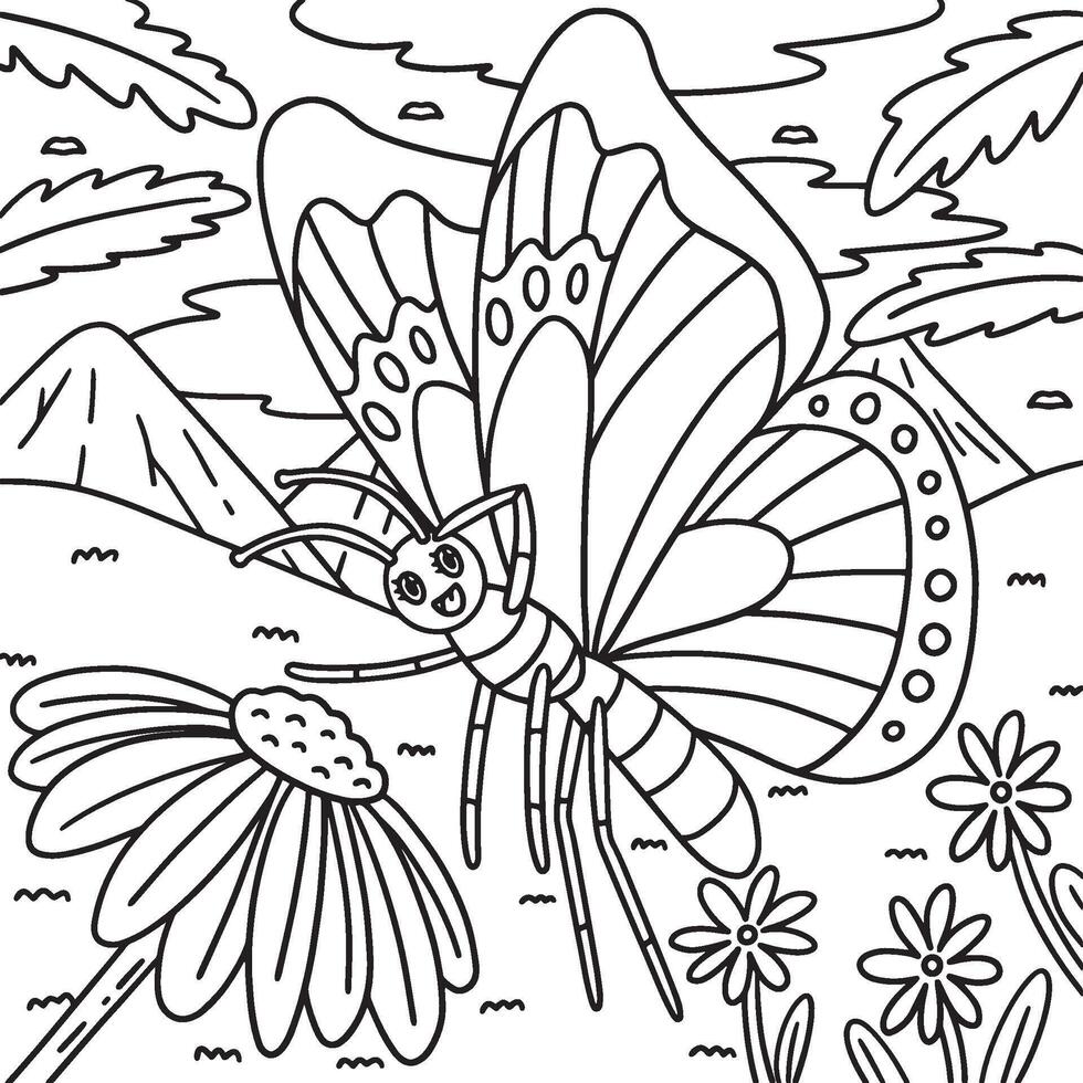 Insect Monarch Butterfly Animal Coloring Page vector