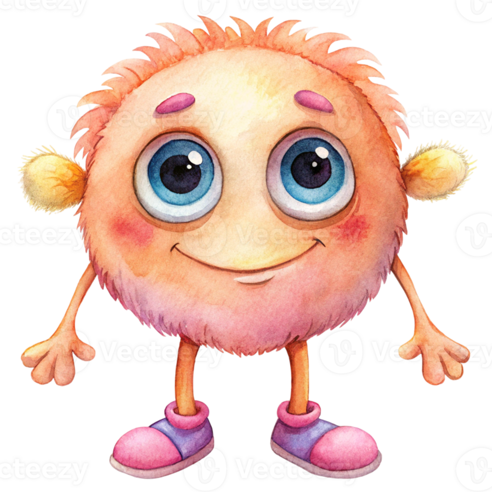 A cartoon character with big eyes and pink shoes png