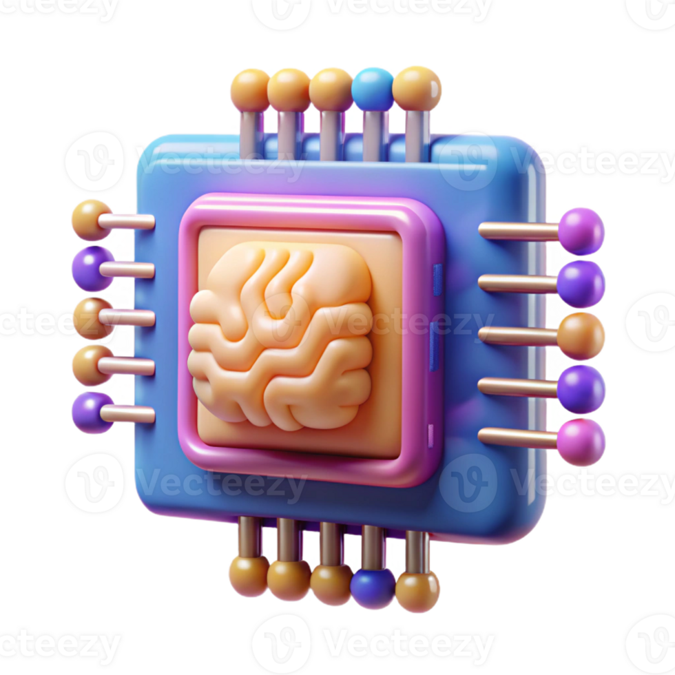 A computer processor with a brain inside png