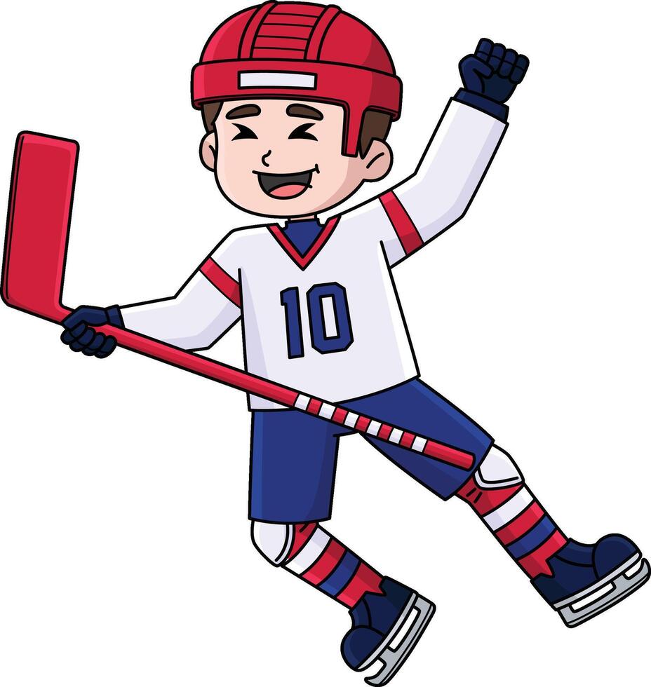 Ice Hockey Boy Player Celebrating a Goal Clipart vector