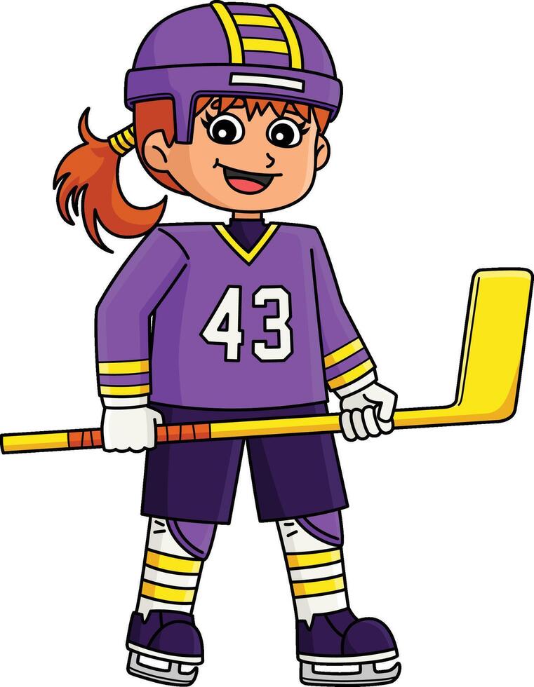 Ice Hockey Girl Player at the Center Line Clipart vector