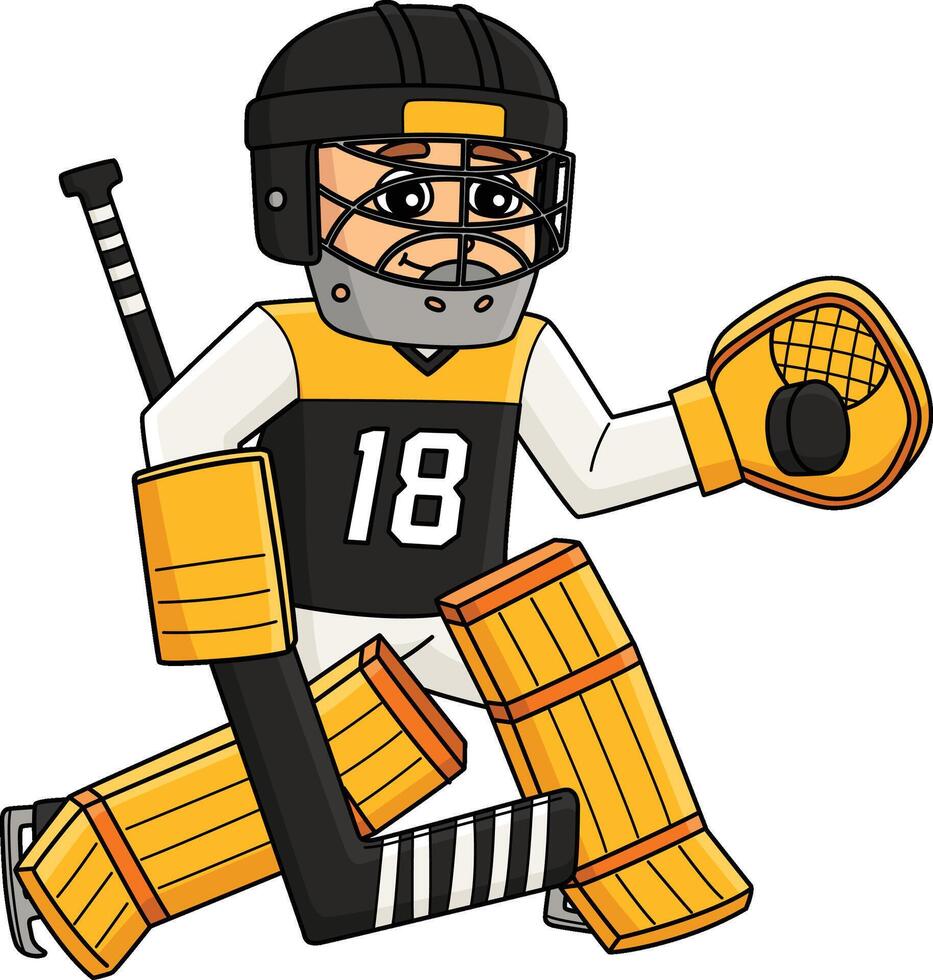 Ice Hockey Boy Player Defencemen Cartoon Clipart vector