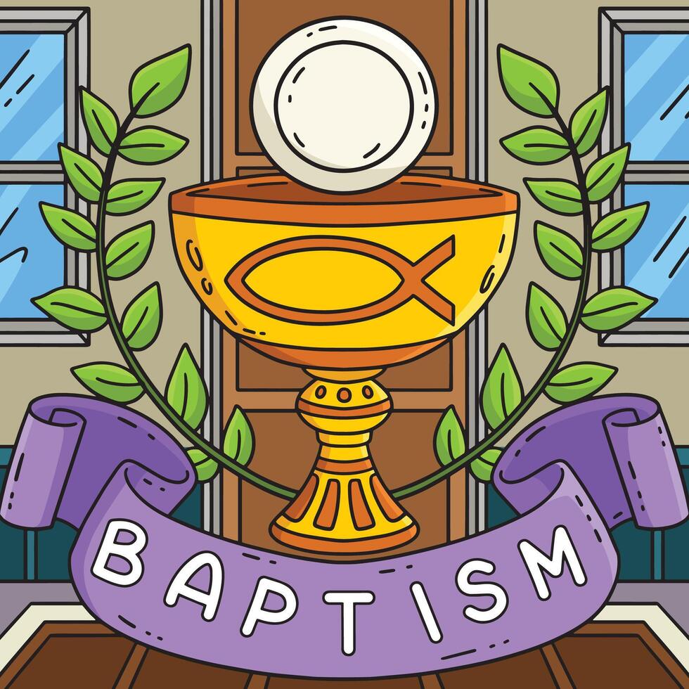 Baptism Chalice Colored Cartoon Illustration vector