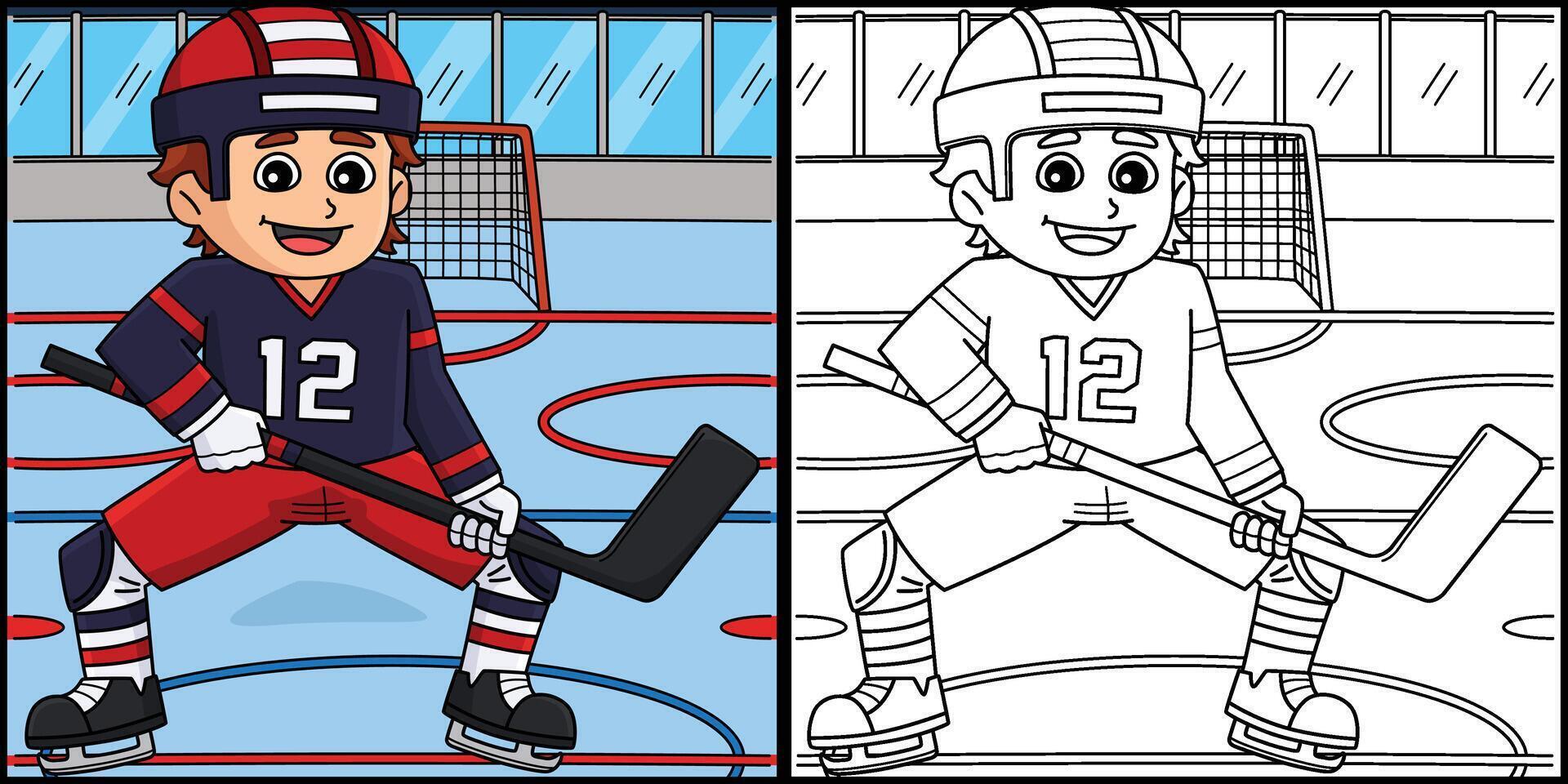 Ice Hockey Boy Player at the Ice Rink Illustration vector