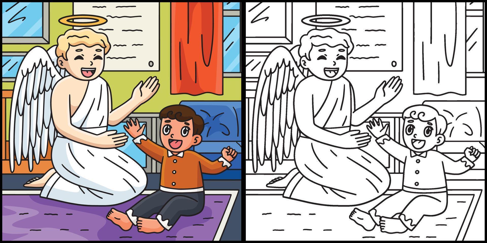 Baptism Baby and a Guardian Angel Illustration vector
