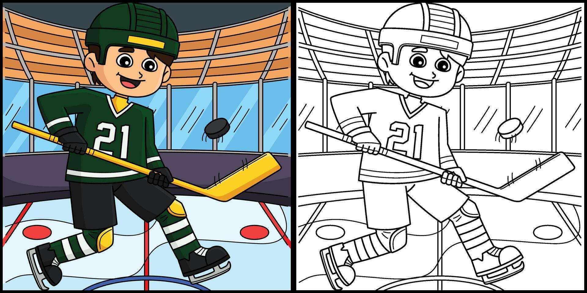 Ice Hockey Boy Player Doing Tricks Illustration vector