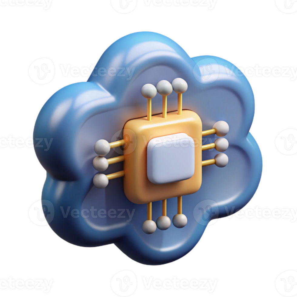 A cloud with a computer chip on top png