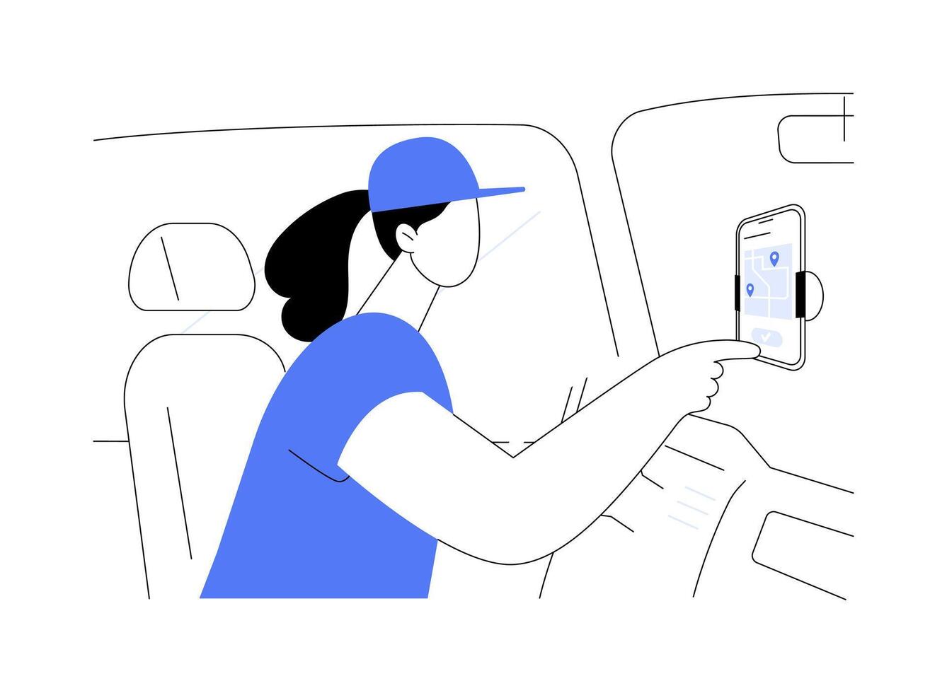 Rideshare driver isolated cartoon illustrations. vector