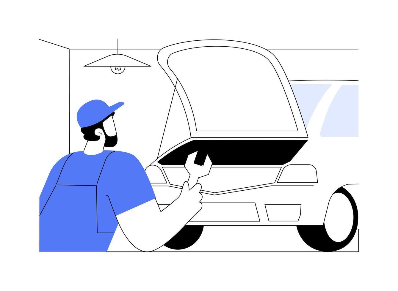 Auto repair garage isolated cartoon illustrations. vector