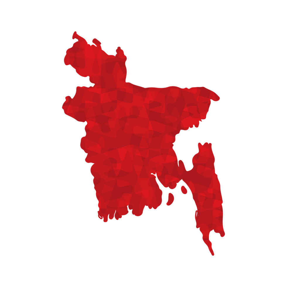 Bangladesh map with red texture on transparent background png