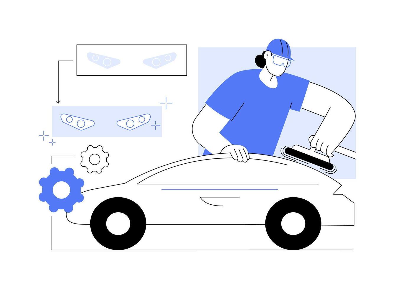 Car-detailing specialist isolated cartoon illustrations. vector