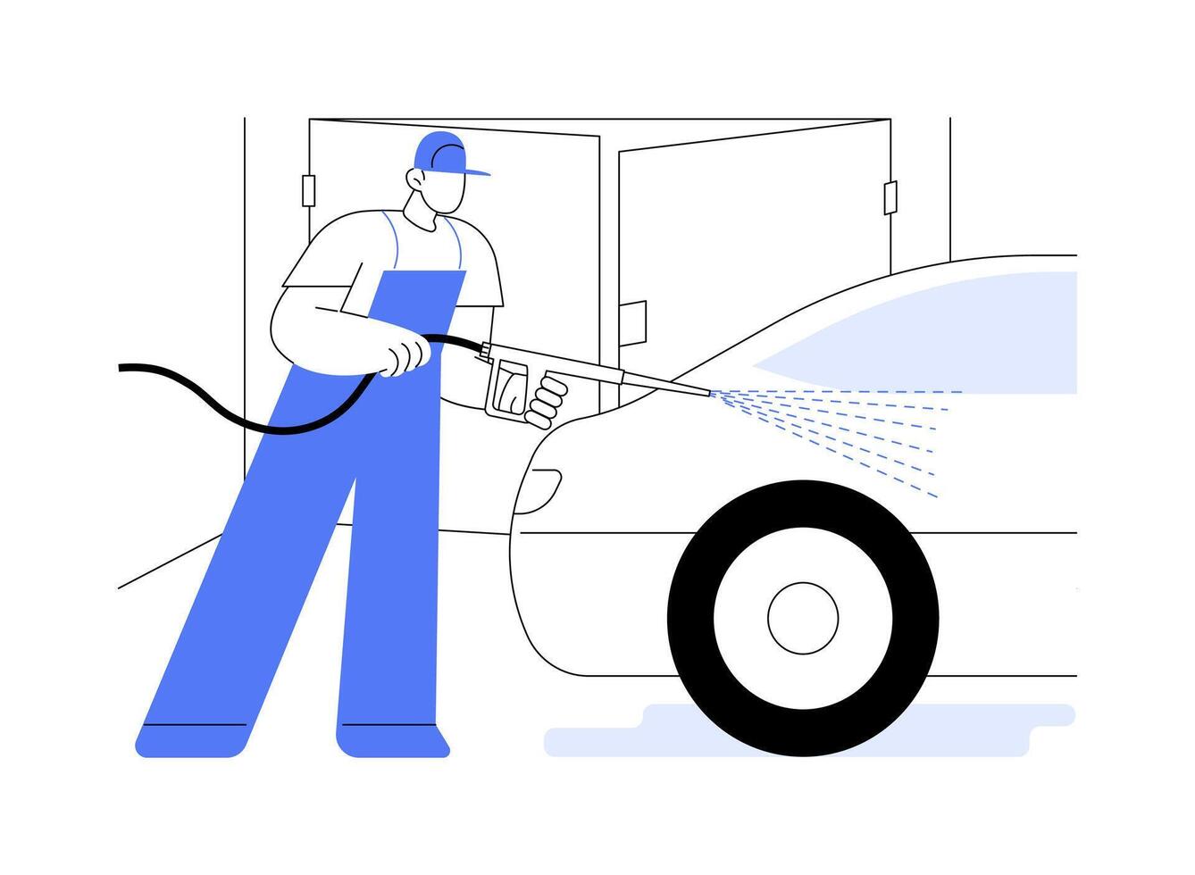 Manual car wash isolated cartoon illustrations. vector