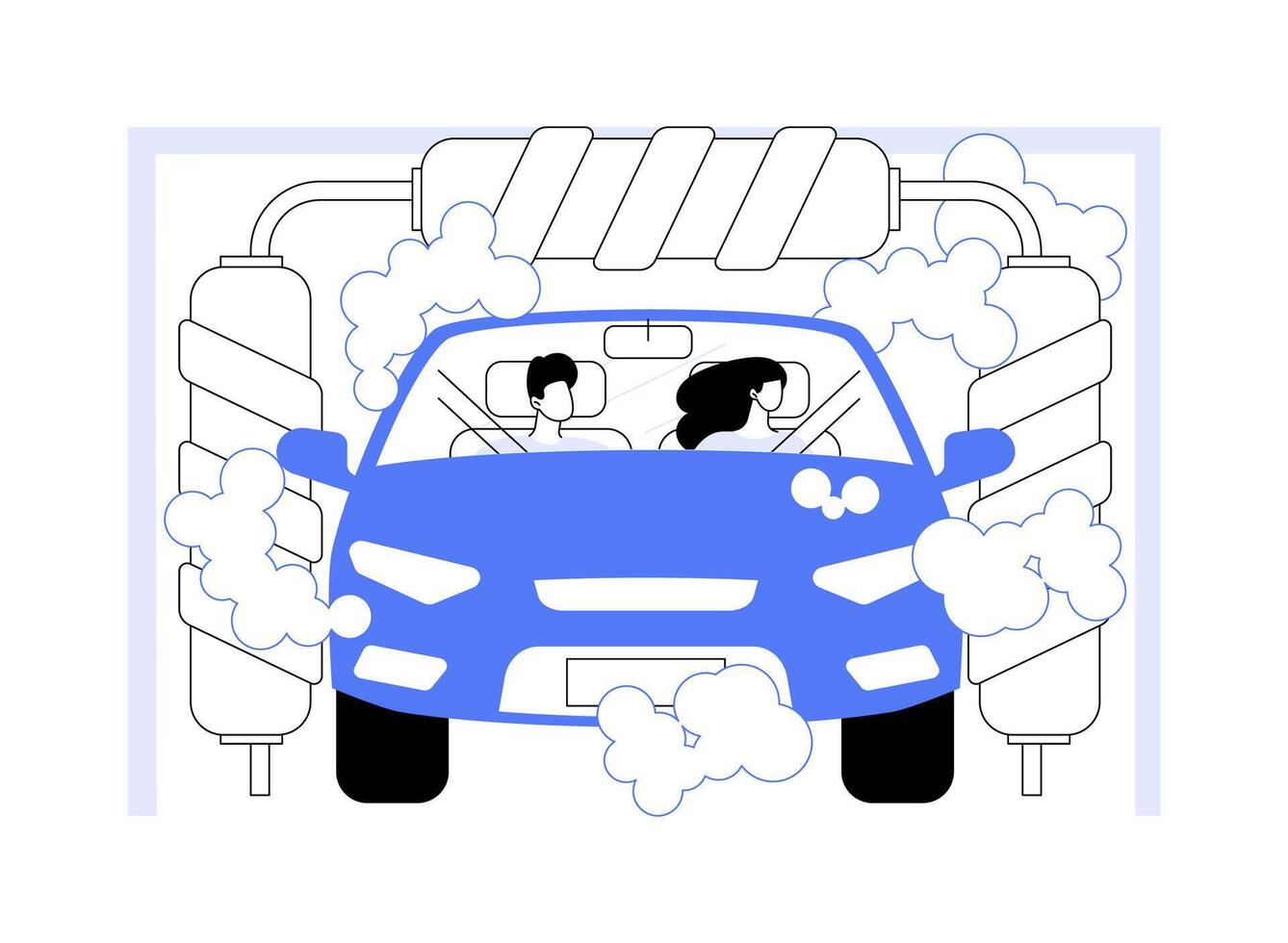 Tunnel car wash isolated cartoon illustrations. vector