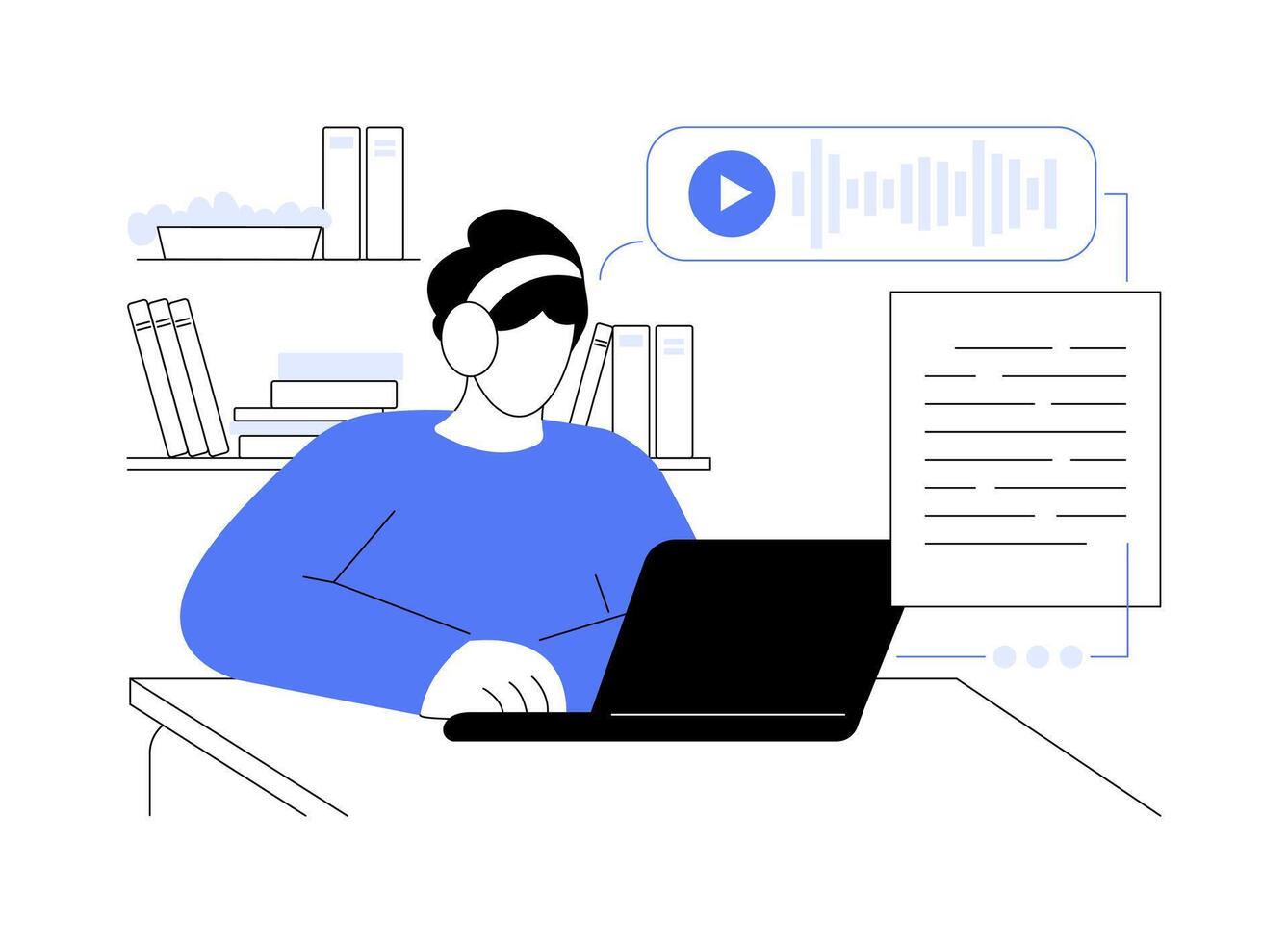 Transcription service isolated cartoon illustrations. vector
