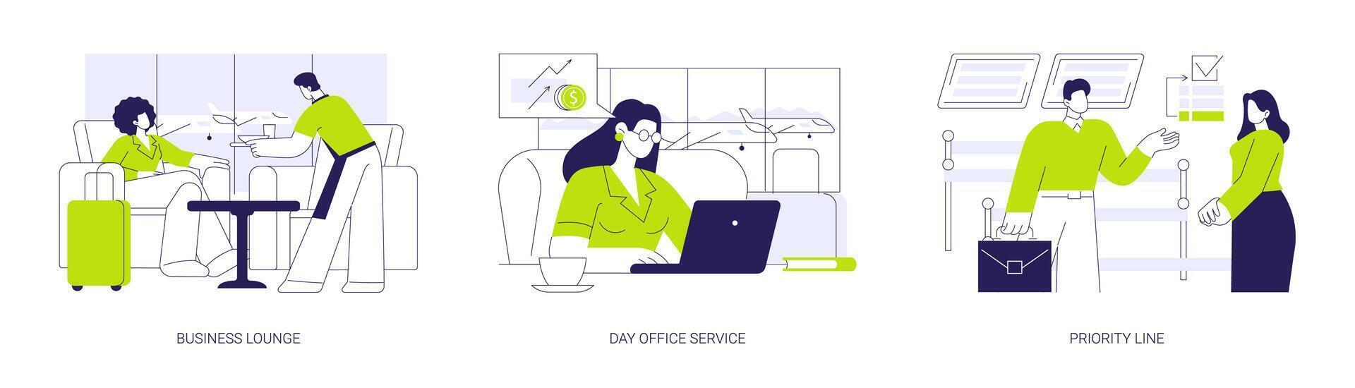 Business services in the airport abstract concept illustrations. vector