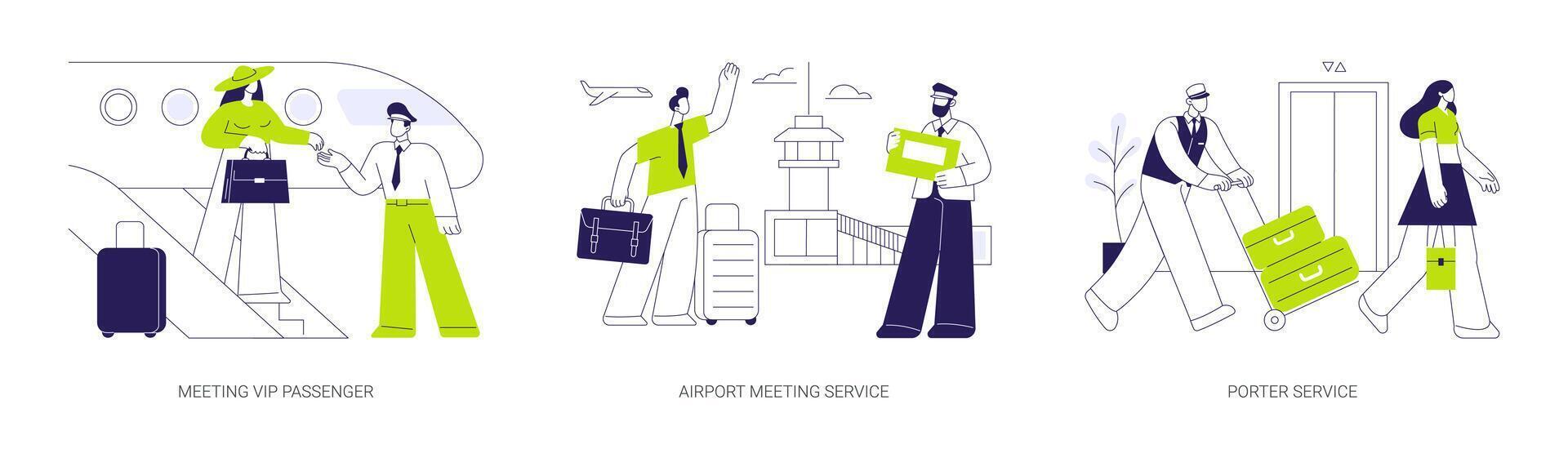 First class travel abstract concept illustrations. vector