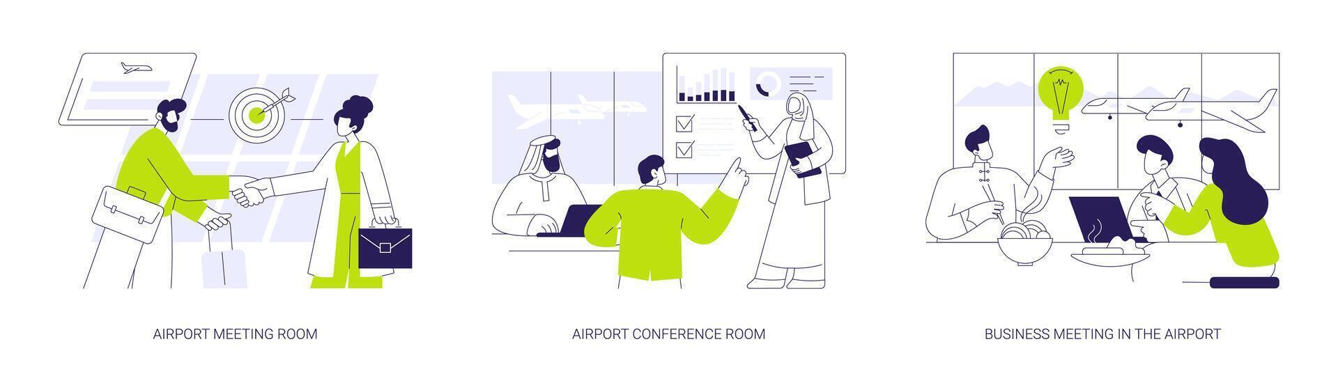 Business meeting in the airport abstract concept illustrations. vector