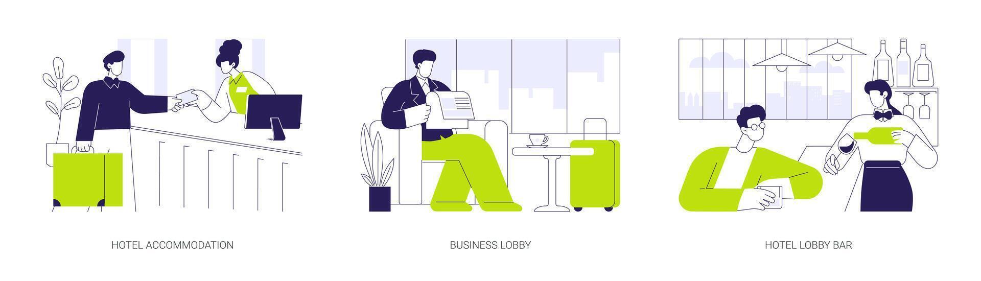 Hotel sevices for business abstract concept illustrations. vector