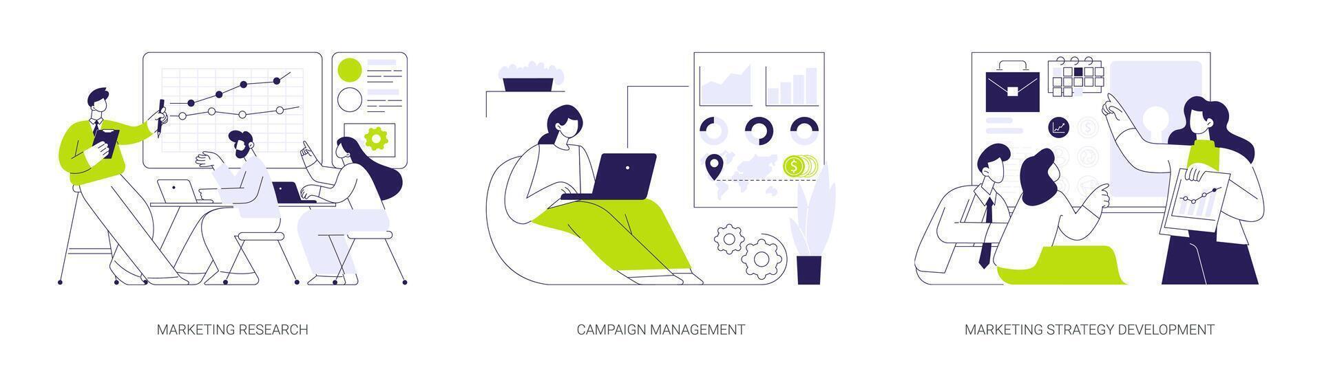Marketing department at big company abstract concept illustrations. vector