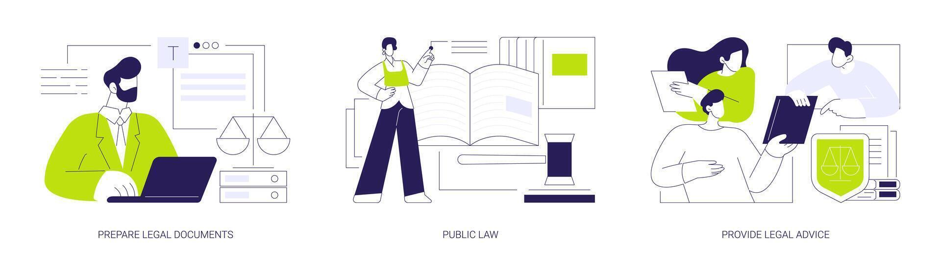 Law firm service abstract concept illustrations. vector