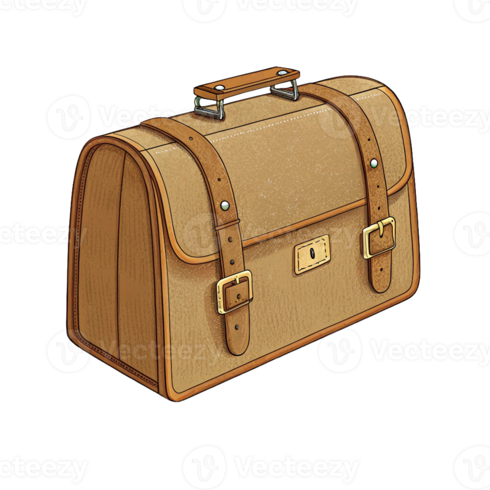A brown bag with a handle and a red apple isolated on transparent background png