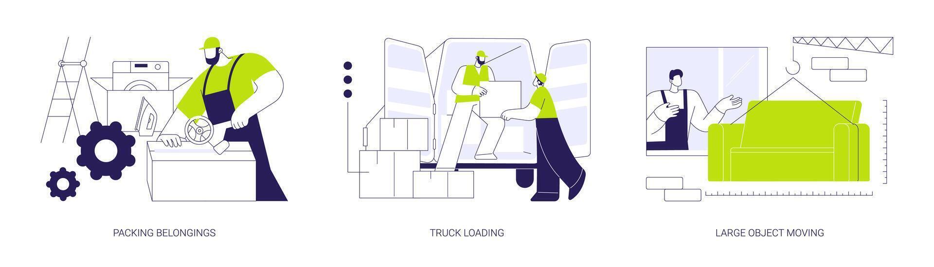 Moving company services abstract concept illustrations. vector