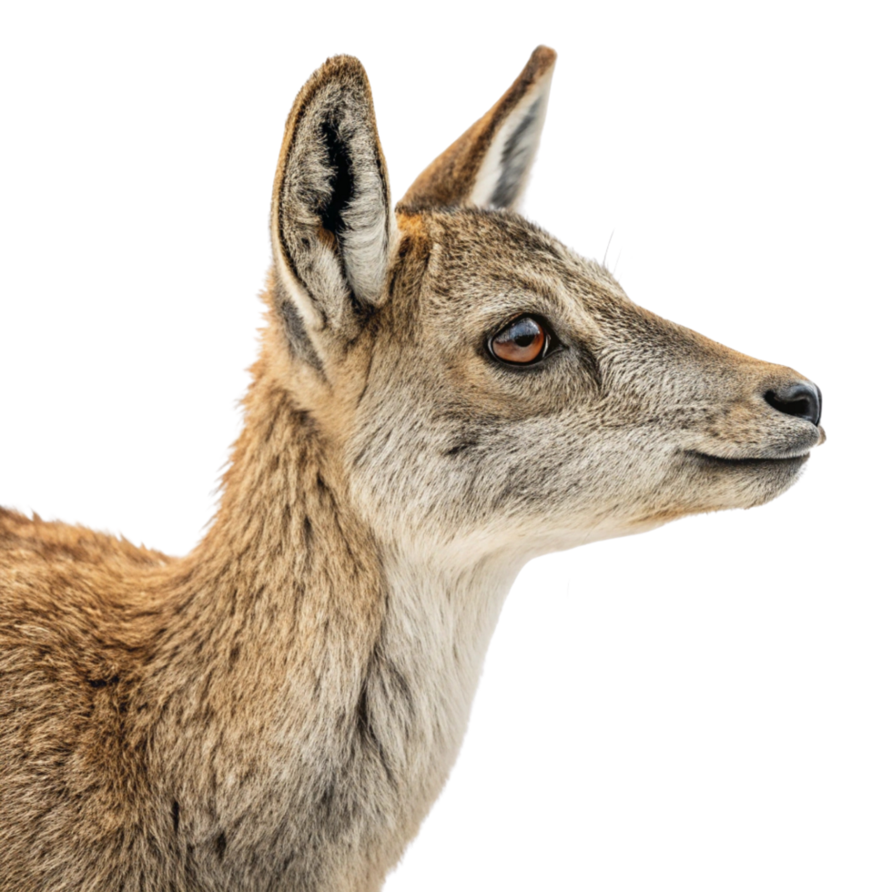 A deer with brown eyes isolated on transparent background png